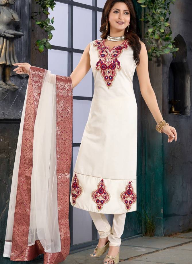 N F CHURIDAR 09 Latest Fancy Designer Festive Wear Heavy Chanderi Silk Resam Embroidery Work Salwar Suit Collection